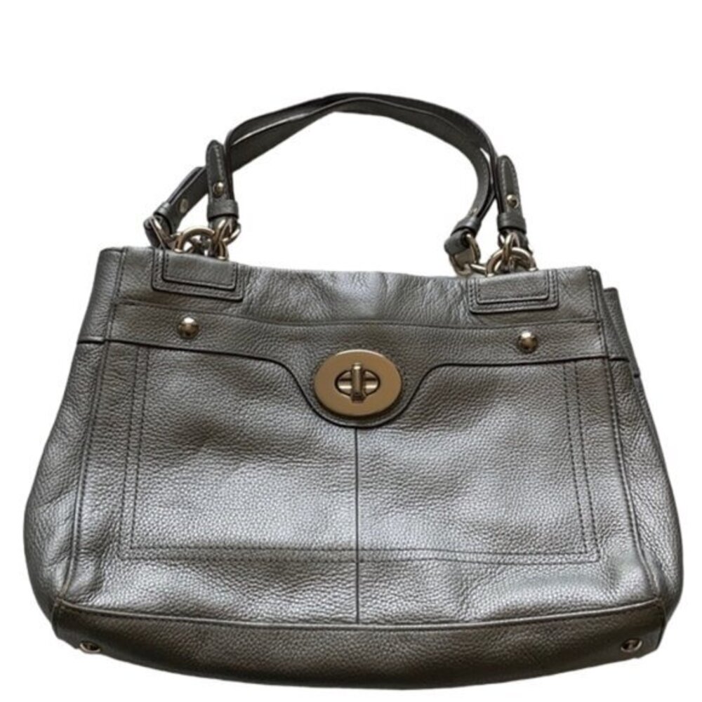 Vintage Coach Penelope Carryall Silver Pebbled Leather Tote Satchel Bag F16531